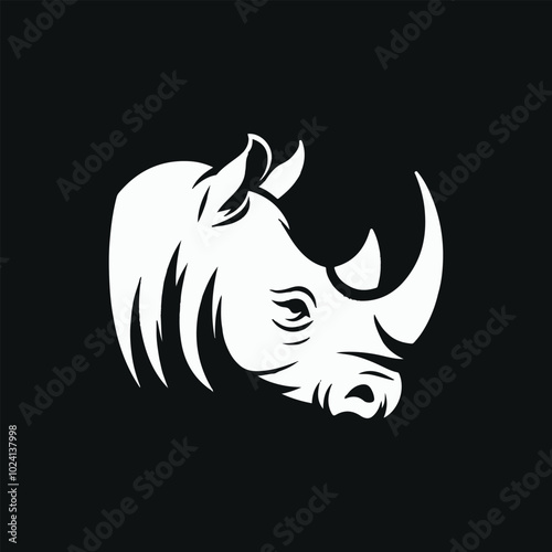 Rhinoceros Black and White Logo Vector