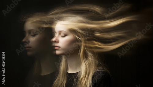 A series of portraits where one part of the person is in sharp focus while another part is in motion
