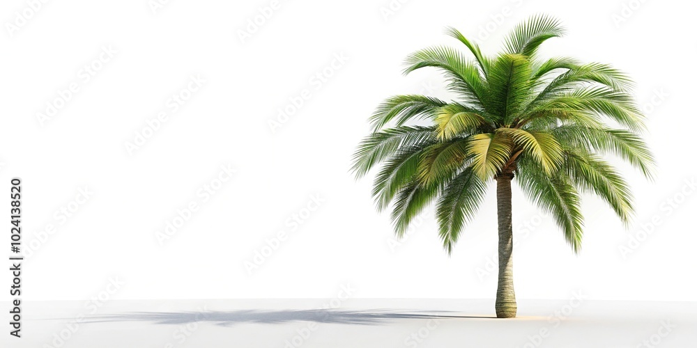 Obraz premium Lonely palm tree isolated on white background