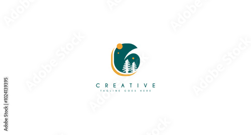 pine evergreen fir hemlock spruce conifer cedar coniferous cypress larch pinus tree forest vintage retro hipster line art Logo design