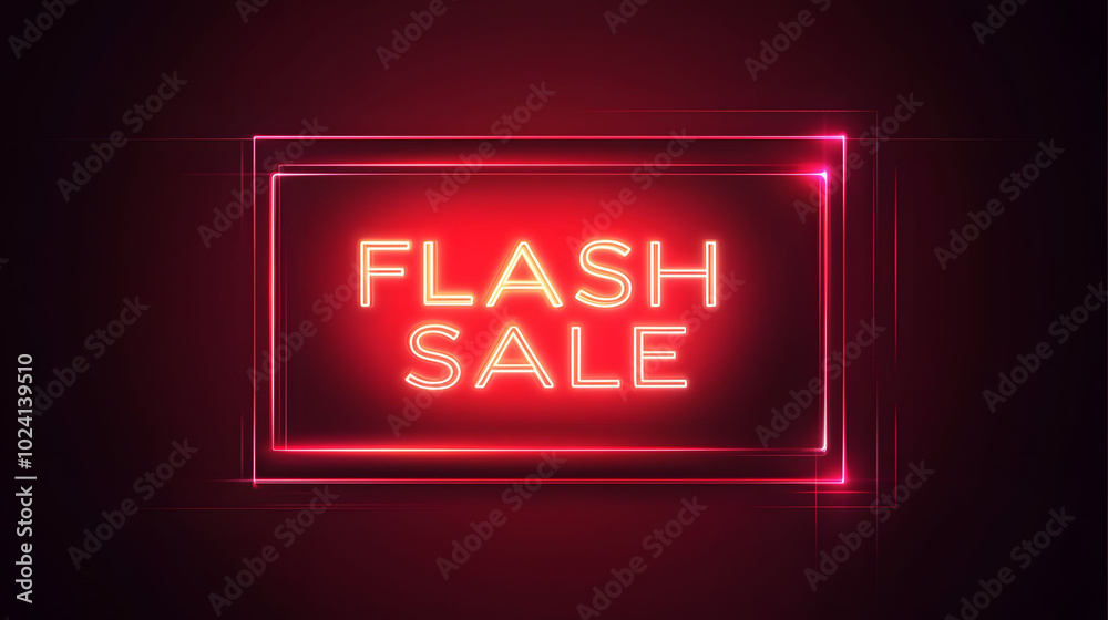 Neon Elegance, a floating red neon FLASH SALE sign radiating luxury against a dark backdrop, perfect for upscale retail promotions. Neon Elegance, a floating red neon FLASH SALE sign radiating luxury against a dark backdrop, perfect for upscale retail promotions.