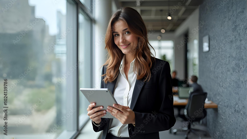 Smart Businesswoman Using Tablet for Professional Decisions Smart Businesswoman Using Tablet for Professional Decisions