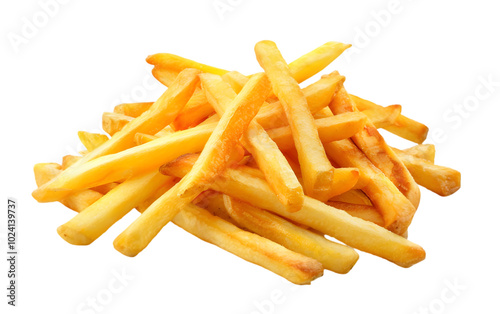 A pile of French fries isolated on a white, transparent background photo