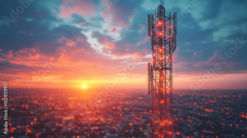 5g communication antenna tower standing tall against a clear blue sky symbolizing modern technology and highspeed internet connectivity for futureproof wireless communication