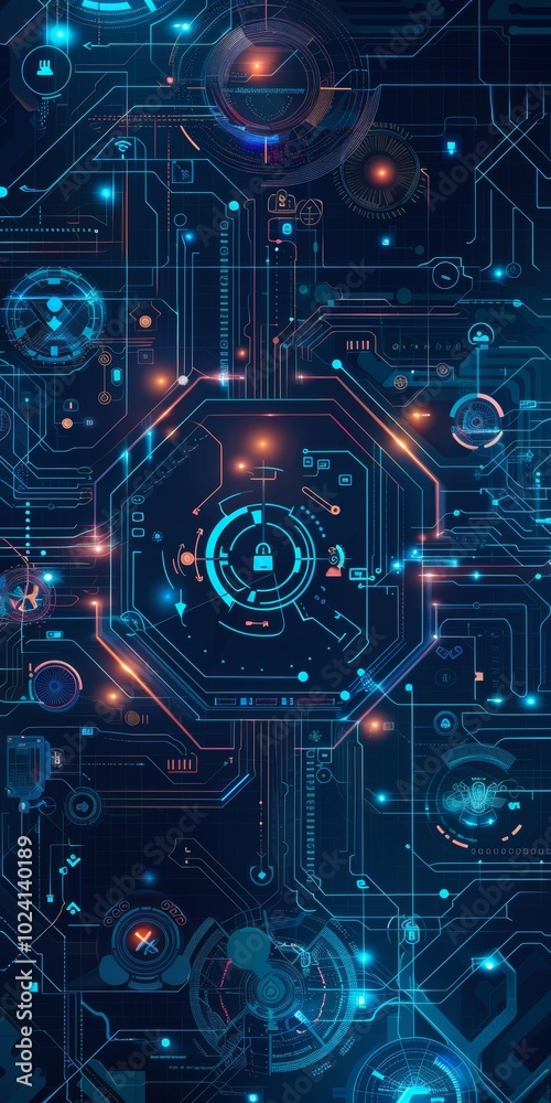 Background design with cyber safety motifs. Background design with cyber safety motifs.