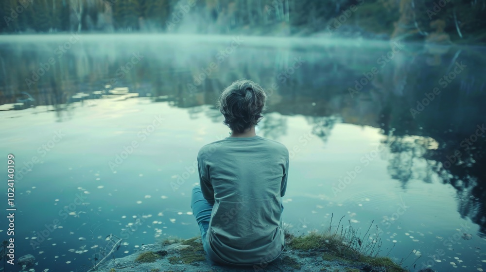 Obraz premium Embracing Introspection in a Serene Environment