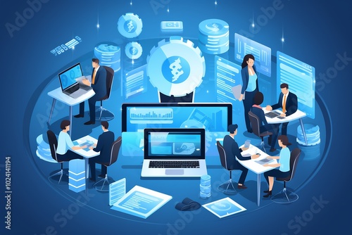 Aipowered payroll systems HR illustrated detailed vector showing how artificial intelligence automates payroll processing ensures compliance tax regulations optimizes employee compensation management