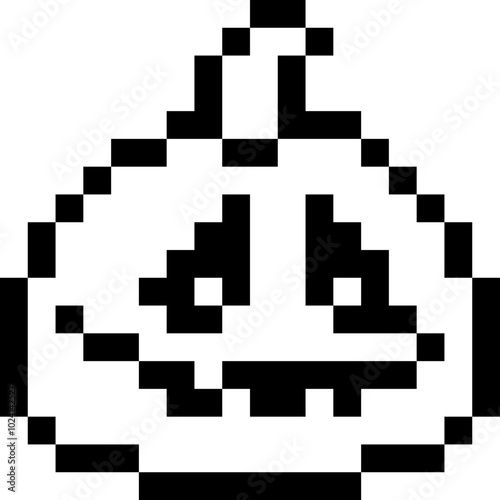 Halloween Pumpkin Pixel 8bit Icon Black Color.