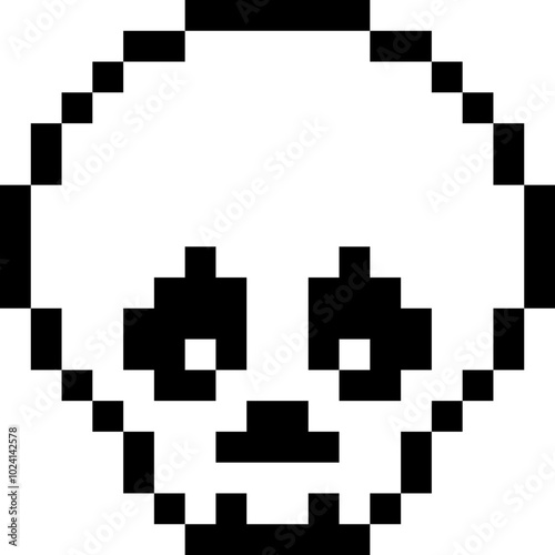 Halloween Skull Pixel 8bit Icon Black Color.