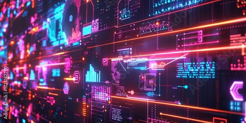 Colorful backdrop featuring cyber defense concepts.