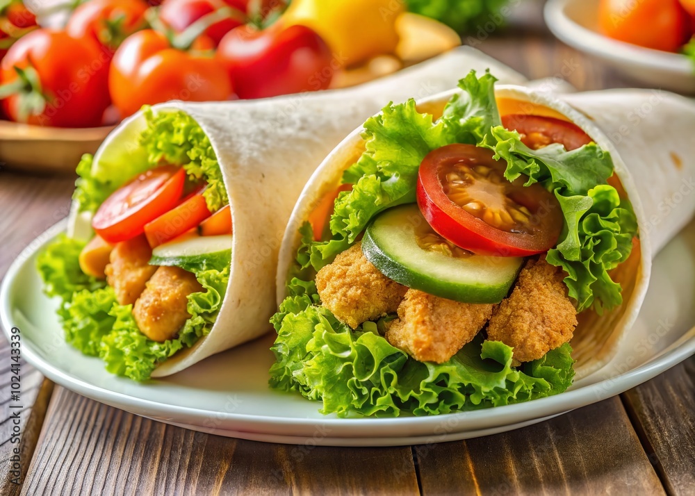 Savor this crispy classic chicken wrap, featuring golden fried chicken in a warm tortilla, beautifully plated for food lovers craving their next Savor this crispy classic chicken wrap, featuring golden fried chicken in a warm tortilla, beautifully plated for food lovers craving their next
