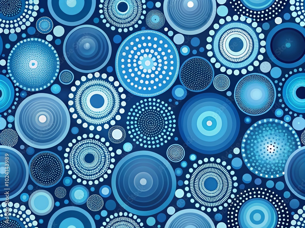 Seamless Abstract Pattern of Blue Circles and Dots - High Depth of Field Background Design Seamless Abstract Pattern of Blue Circles and Dots - High Depth of Field Background Design