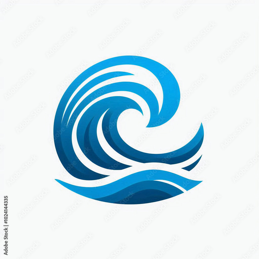 Elegant ocean sea wave in blue hues icon on white background square Elegant ocean sea wave in blue hues icon on white background square