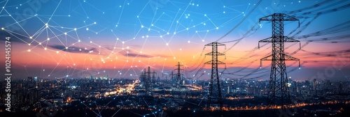 Aipowered utility infrastructure depicted an abstract design showcasing how artificial intelligence manages everything from power generation to distribution ensuring efficiency and resilience