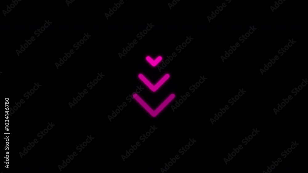 Pink neon glowing arrow animation on black background. 4k Video Pink neon glowing arrow animation on black background. 4k Video
