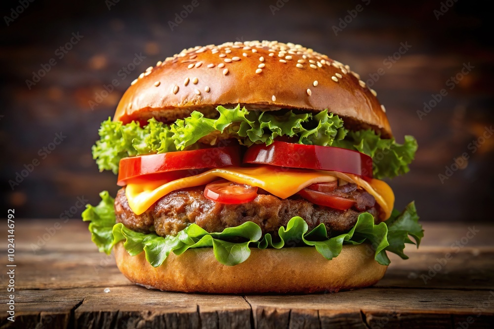 Low angle classic beef burger Low angle classic beef burger