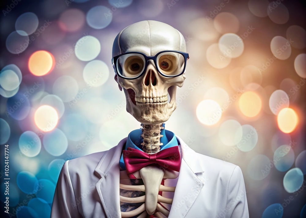 Skeleton Doctor with Glasses and Bow Tie in a Professional Setting Skeleton Doctor with Glasses and Bow Tie in a Professional Setting
