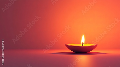 A serene candle flame in a minimalist setting with a warm orange background, perfect for themes of relaxation, meditation, and tranquility.