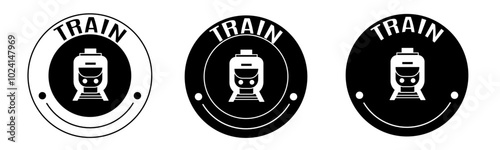 Black and white illustration of train icon in flat. Stock vector.