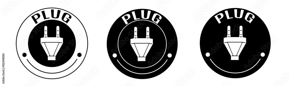Black and white illustration of plugs icon in flat. Stock vector. Black and white illustration of plugs icon in flat. Stock vector.