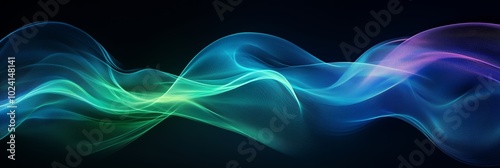 Abstract background with blue and green waves on black
