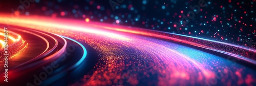 Abstract digital background with light trails and glowing lines