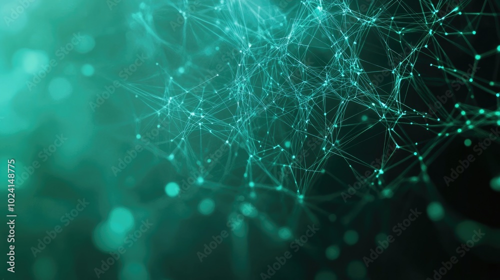Abstract Neural Network Background in Dark Cyan and Teal Colors