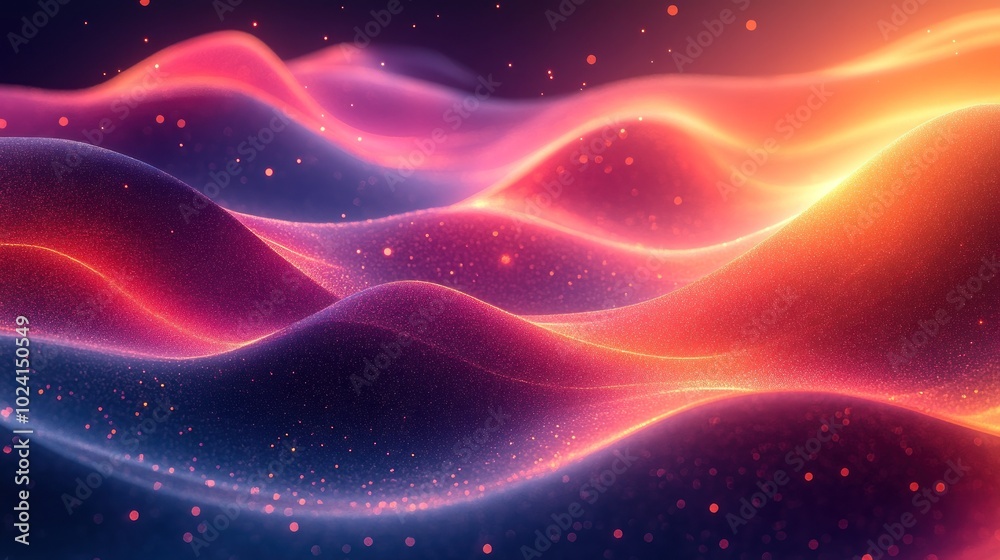 Abstract waves of light and color create a dynamic, flowing visual effect. Abstract waves of light and color create a dynamic, flowing visual effect.