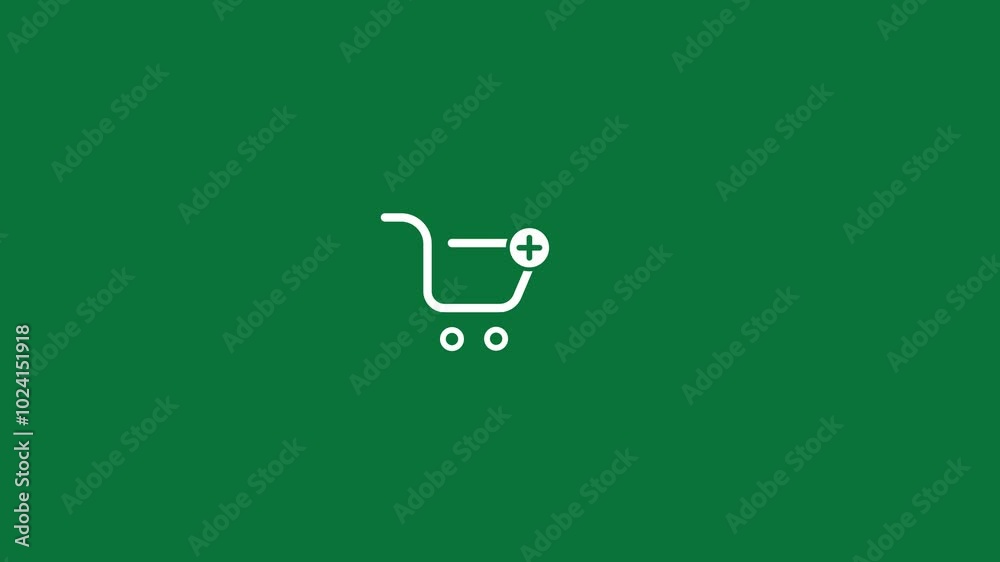 Animated shop cart white line icon. Trolley for goods. Consumerism. Loop video with chroma key, Animated shop cart white line icon. Trolley for goods. Consumerism. Loop video with chroma key,