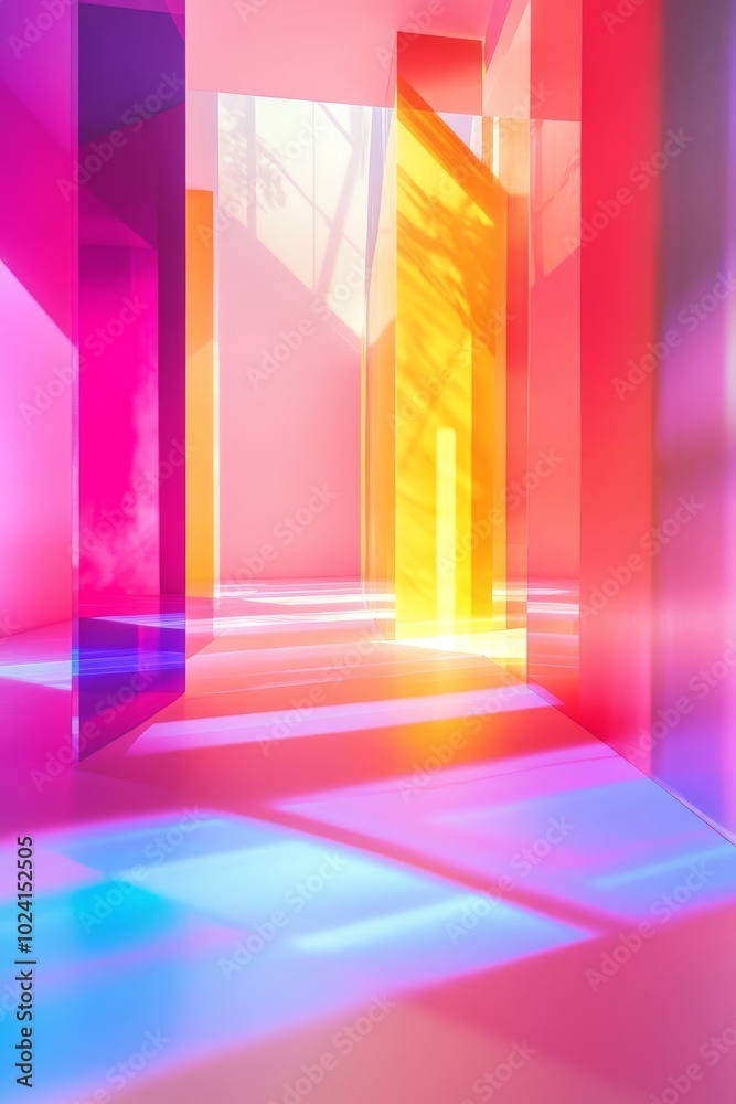 A colorful room with a pink wall and a yellow wall. The room is lit by a window, and the light is reflected off the walls. The room has a bright and cheerful atmosphere A colorful room with a pink wall and a yellow wall. The room is lit by a window, and the light is reflected off the walls. The room has a bright and cheerful atmosphere