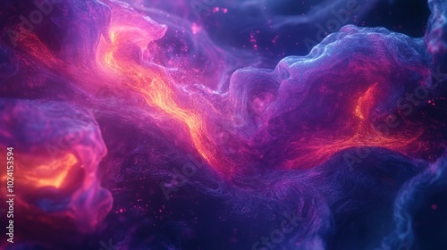 Abstract Swirling Nebula with Orange and Pink Hues