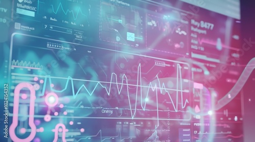 Close-up digital screen showing line graph with upward and downward trends, symbolizing cancer research progress and setbacks, medical charts and scientific symbols in background.