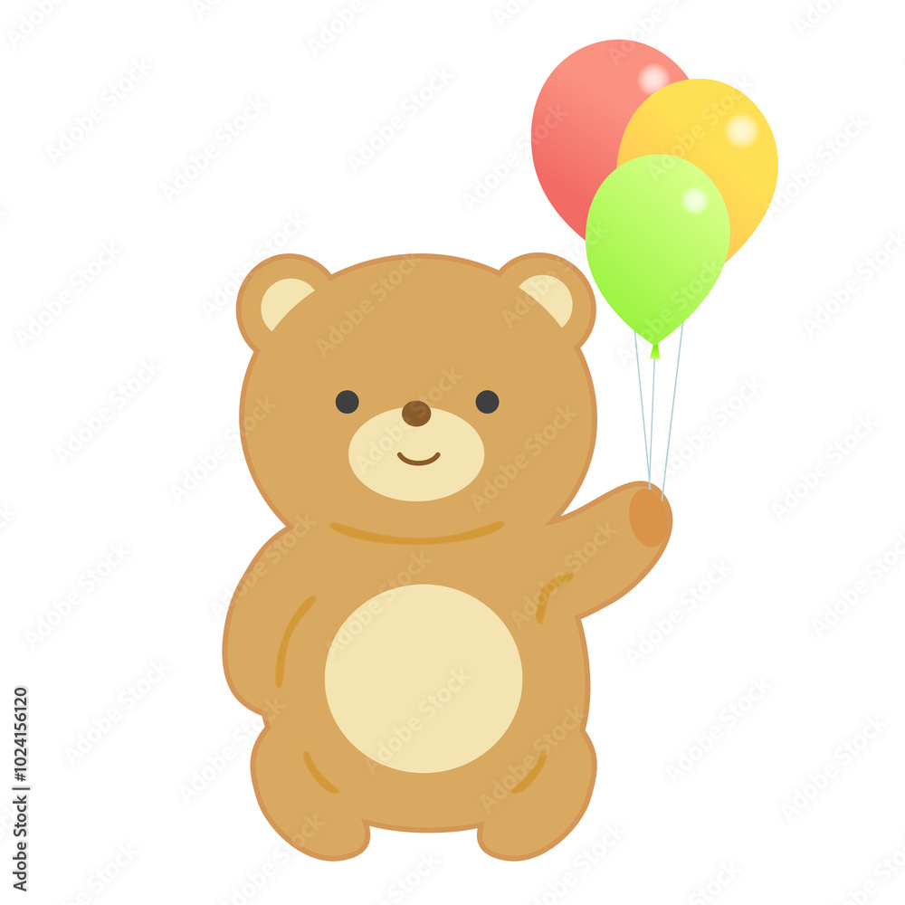 Obraz premium 風船を持ったかわいいクマのイラスト
