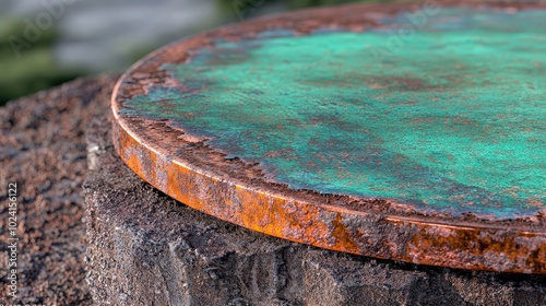 Rusted Copper Metal Texture with Teal Patina Industrial Background