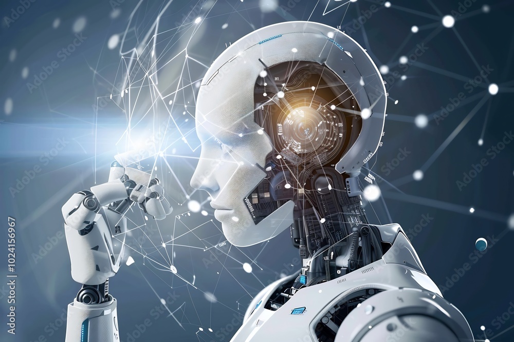 Naklejka premium Artificial intelligence telecommunications infrastructure management where AIdriven systems monitor and optimize network performance ensuring reliable and efficient service delivery