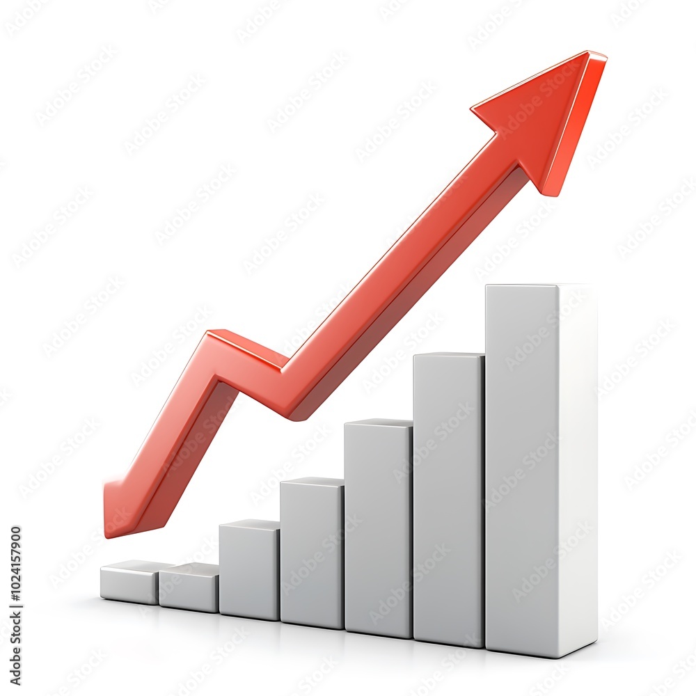 Upward Trend in Business Growth: Visualizing Success with Rising Graph and Arrow Upward Trend in Business Growth: Visualizing Success with Rising Graph and Arrow
