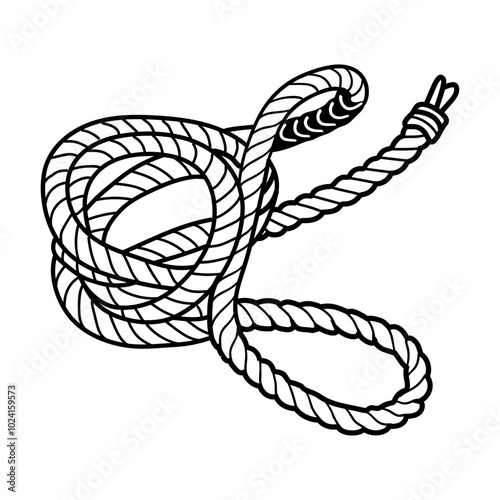 A hand drawn icon of a coiled climbing rope