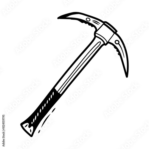 A hand drawn icon of a climbing pickaxe tool