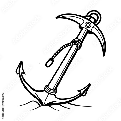 Hand drawn icon of hiking carabiner