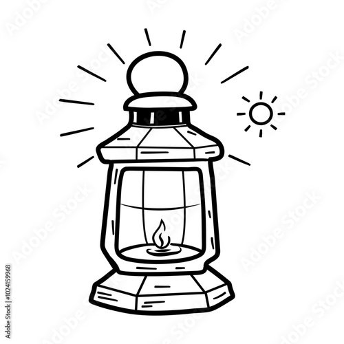 Hand drawn icon of a camping lantern 