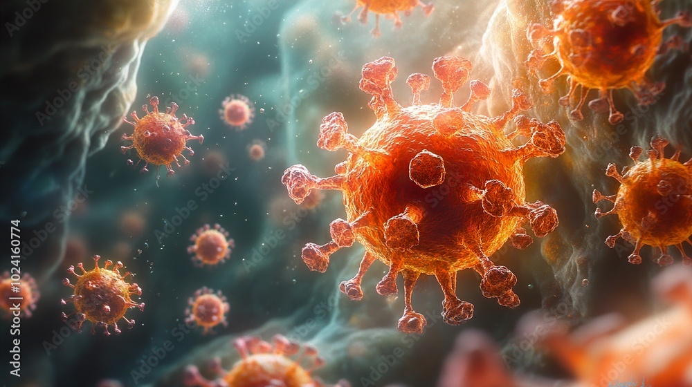 Microscopic View of a Virus: A 3D Illustration Microscopic View of a Virus: A 3D Illustration