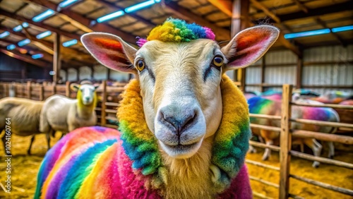 Thoroughbred Sheep in Farm Stall: Healthy Livestock for Sustainable Farming Practices and Agricultural Development