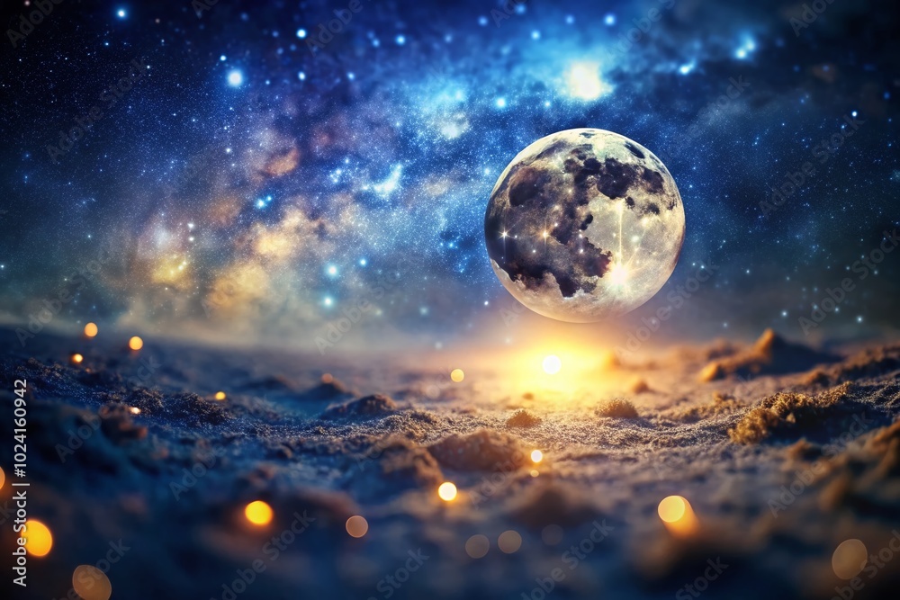 Tilt-Shift Digital Painting of the Moon at Night - Captivating Celestial View for Night Sky Enthusiasts Tilt-Shift Digital Painting of the Moon at Night - Captivating Celestial View for Night Sky Enthusiasts