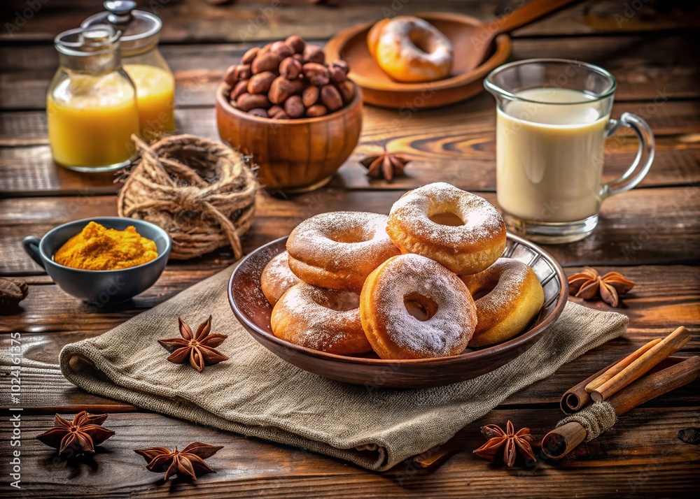 Traditional Spanish Donuts - Fried Rosquillas with Sugar for Easter Breakfast Traditional Spanish Donuts - Fried Rosquillas with Sugar for Easter Breakfast