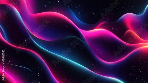 Abstract colorful waves of light on a dark background, energetic design.