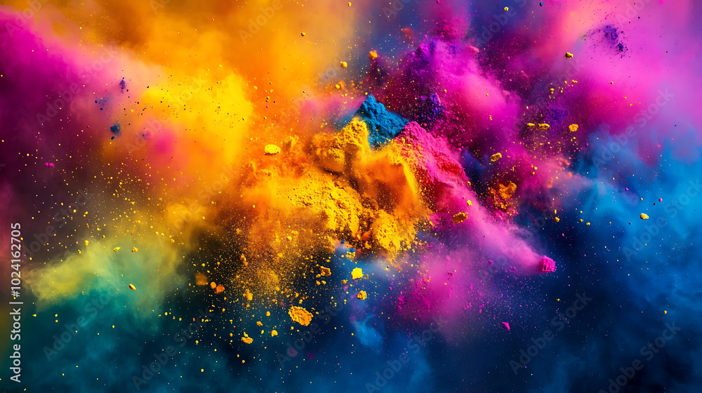 Obraz premium Colorful powders of color create explosions in the air, reflecting the joy and celebration of the festival.