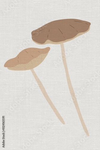 A cozy and aesthetic collection of earth tone mushroom illustrations, inspired by the quiet beauty of nature. Each mushroom is drawn in warm, muted colors — beige, terracotta, brown, olive, and cream 