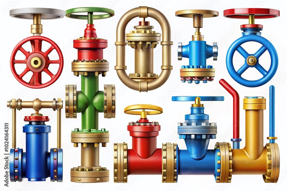Versatile Pipe and Valve Icon Set for Industrial Applications, Engineering Projects, and Technical Illustrations Versatile Pipe and Valve Icon Set for Industrial Applications, Engineering Projects, and Technical Illustrations