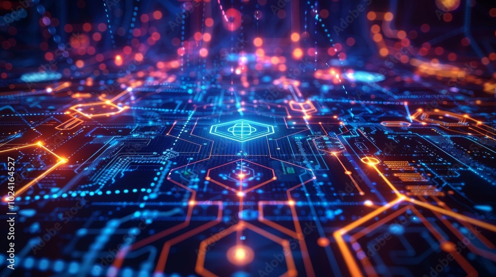 Fototapeta premium Abstract Financial Technology Network Background