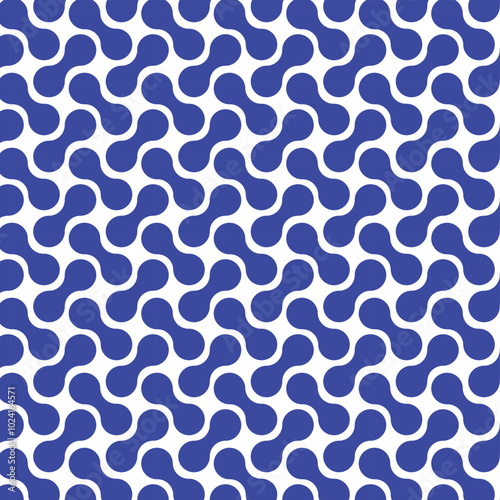 Geometric cell blue color seamless pattern